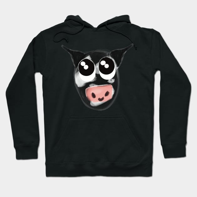 Cute Cartoon Cow Hoodie by Jennggaa